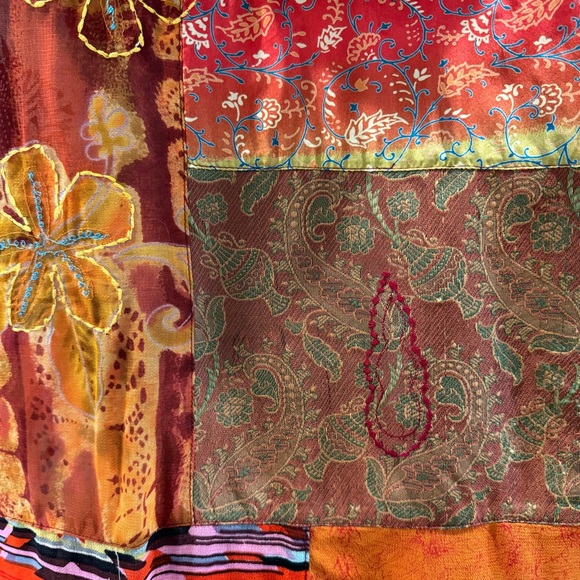 Chico’s Silk Blend Embroidered Patchwork Hooded Jacket - Picture 7 of 13